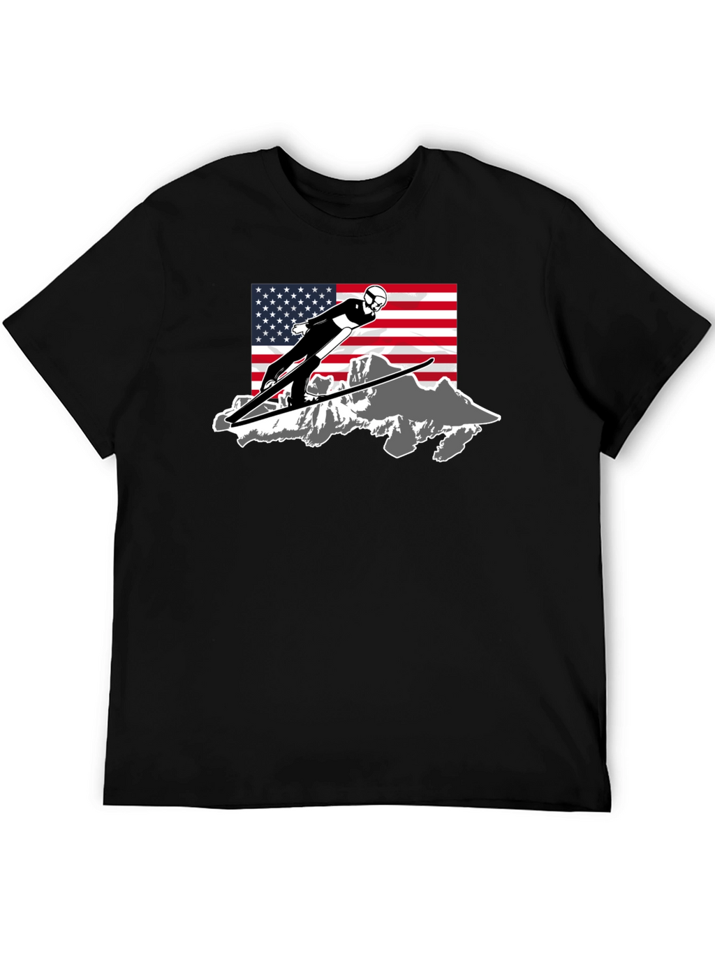 Ski Jumper USA Flag Graphic T-Shirt