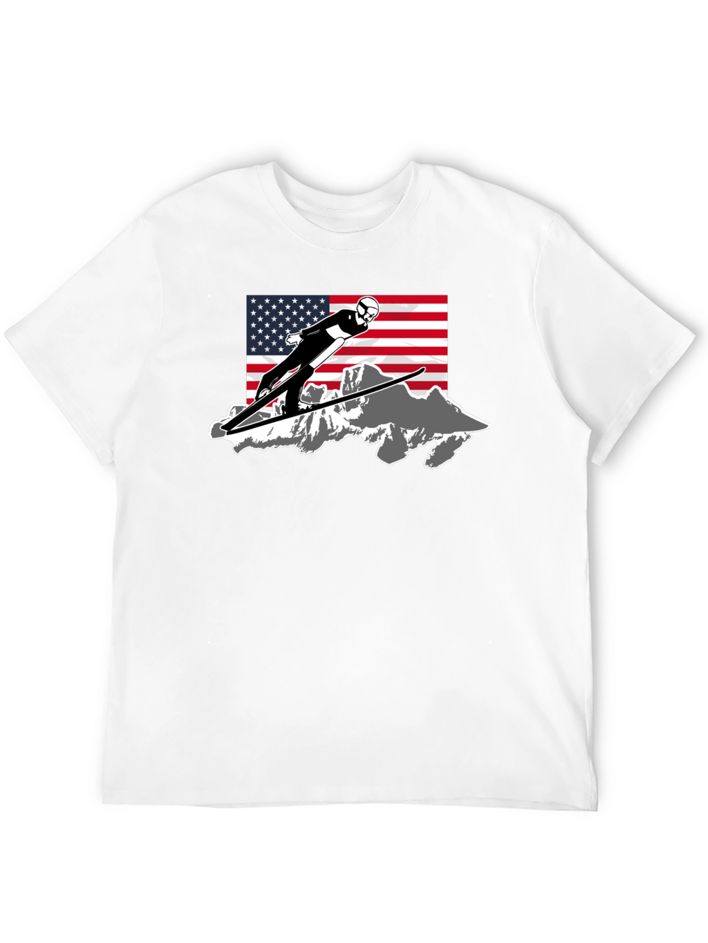 Ski Jumper USA Flag Graphic T-Shirt