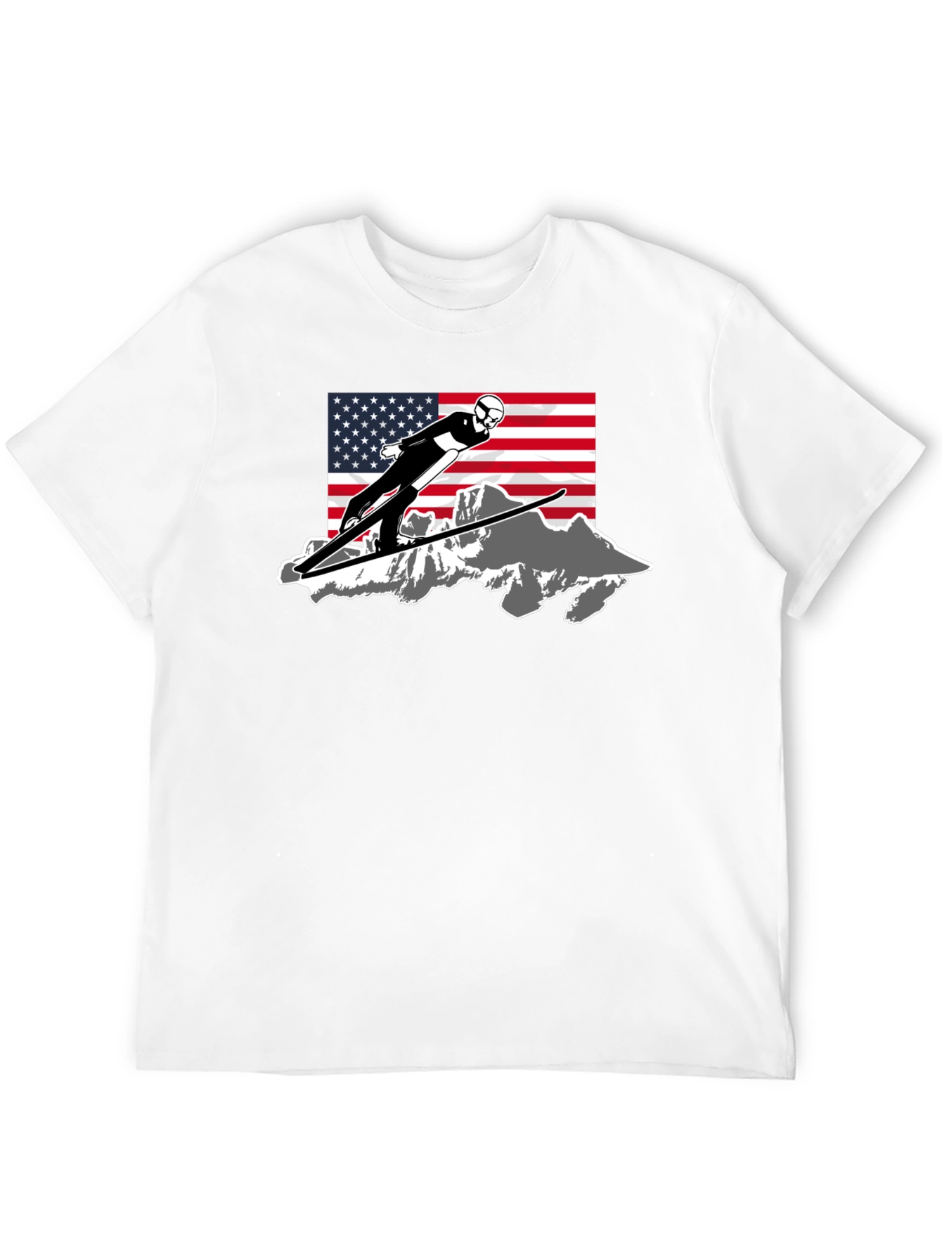 Ski Jumper USA Flag Graphic T-Shirt