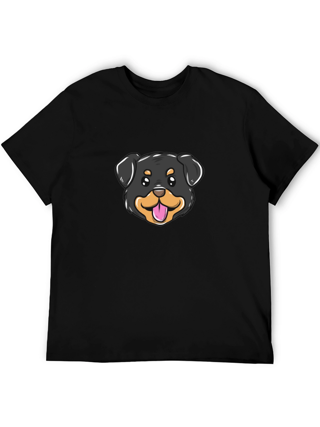 Cute Rottweiler Dog Graphic Tee - Black Cotton Blend