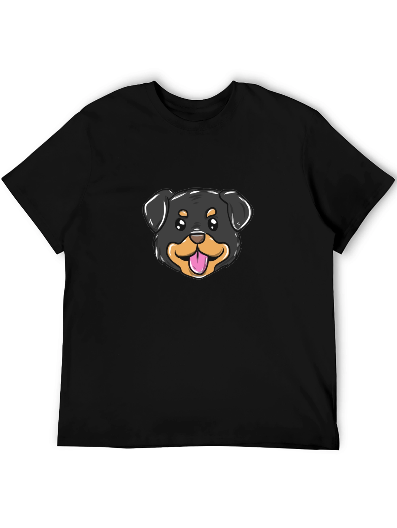 Cute Rottweiler Dog Graphic Tee - Black Cotton Blend