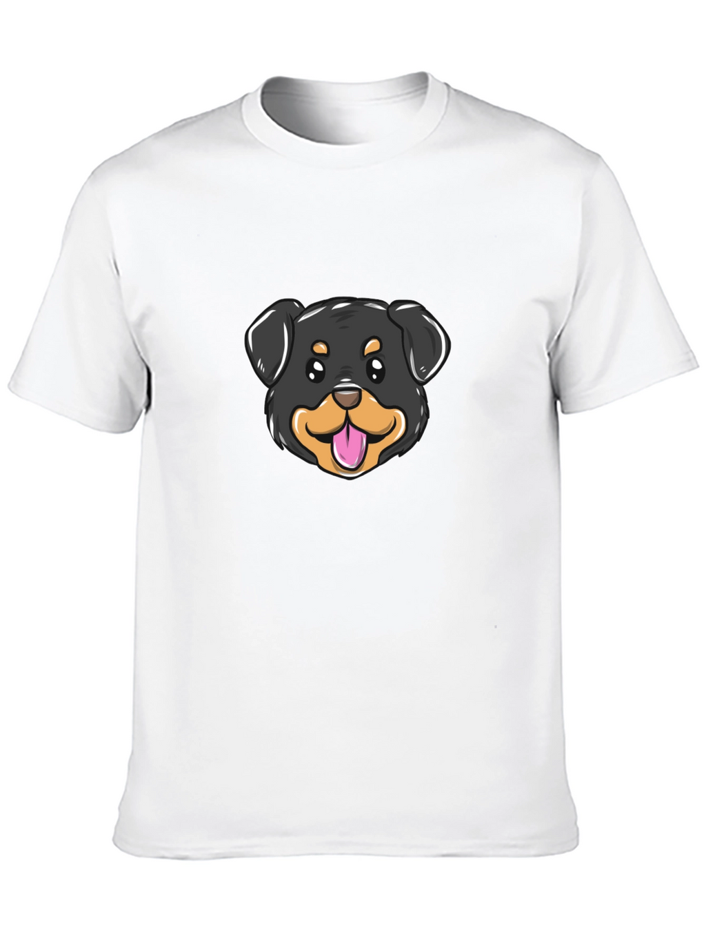 Cute Rottweiler Dog Graphic Tee - Black Cotton Blend