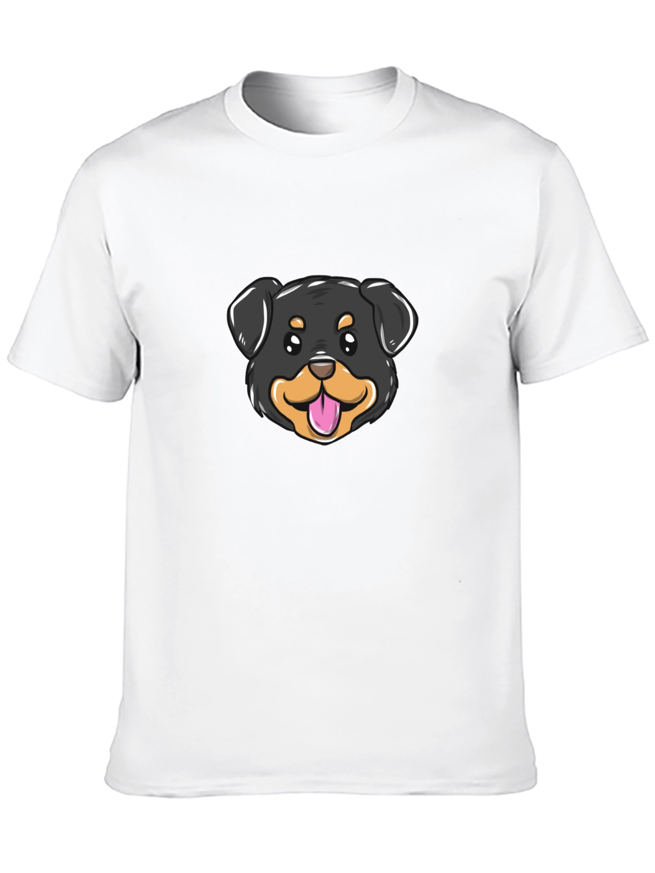 Cute Rottweiler Dog Graphic Tee - Black Cotton Blend