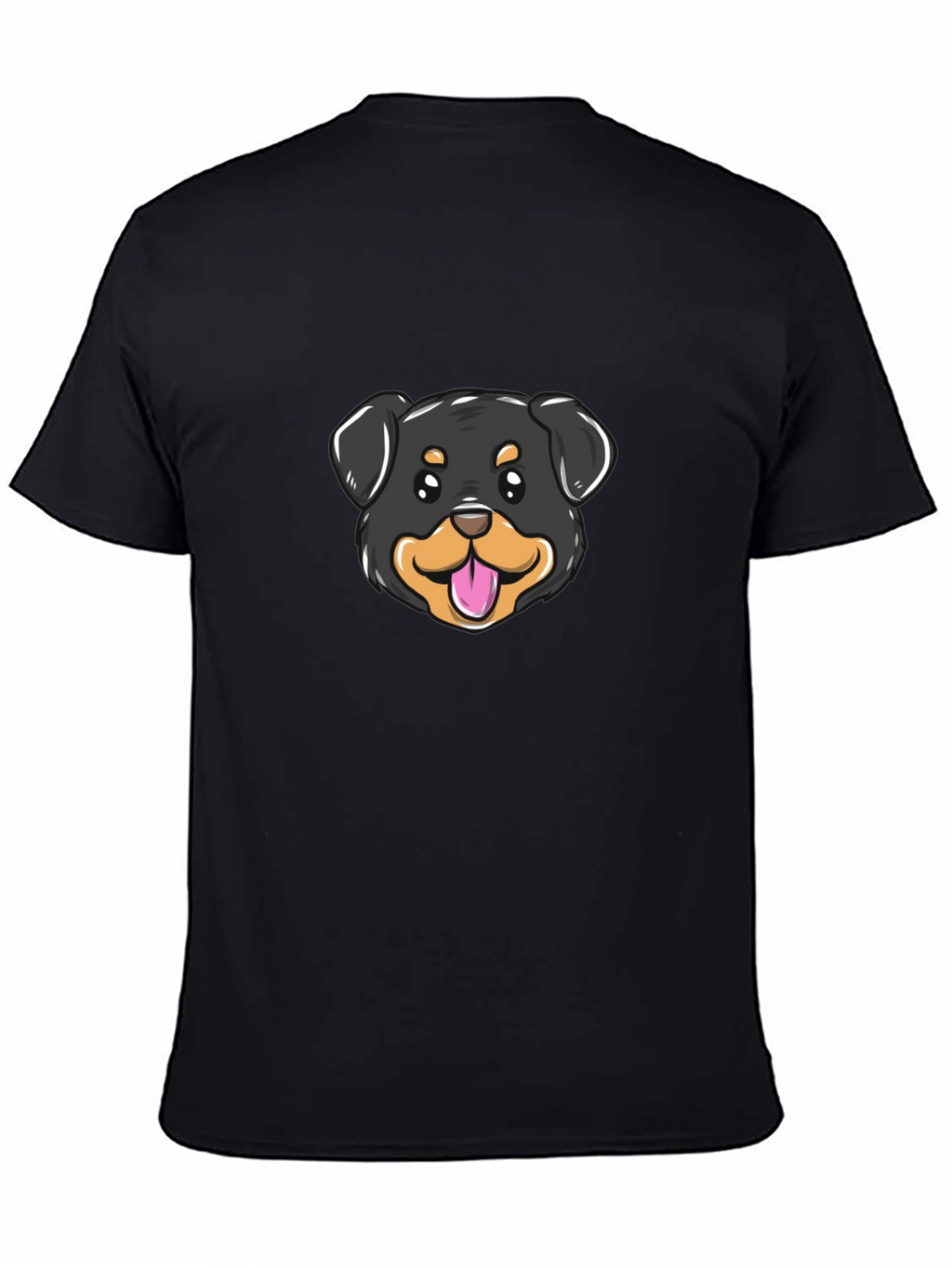 Cute Rottweiler Dog Graphic Tee - Black Cotton Blend