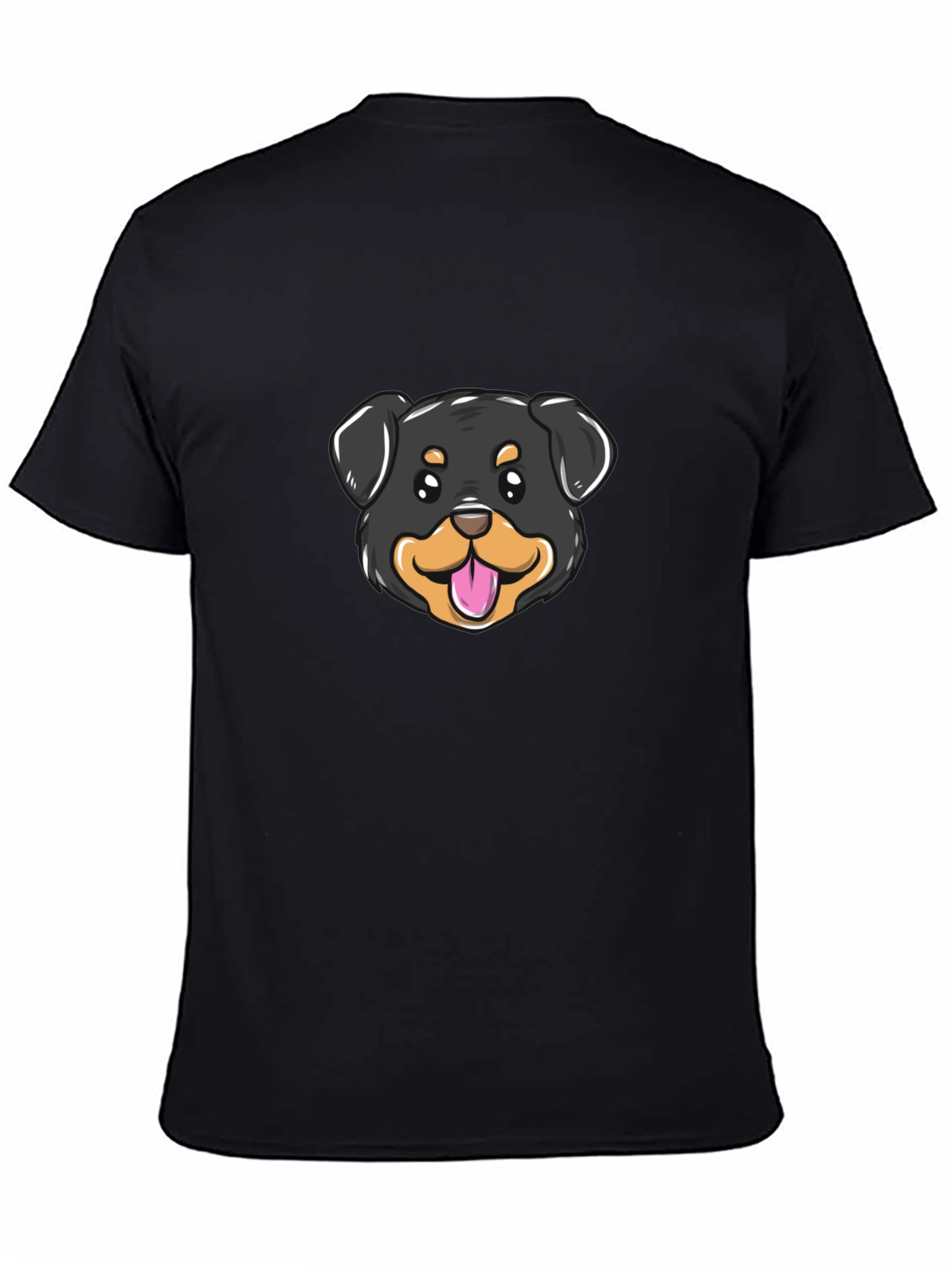Cute Rottweiler Dog Graphic Tee - Black Cotton Blend