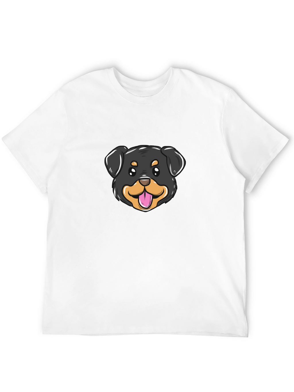 Cute Rottweiler Dog Graphic Tee - Black Cotton Blend