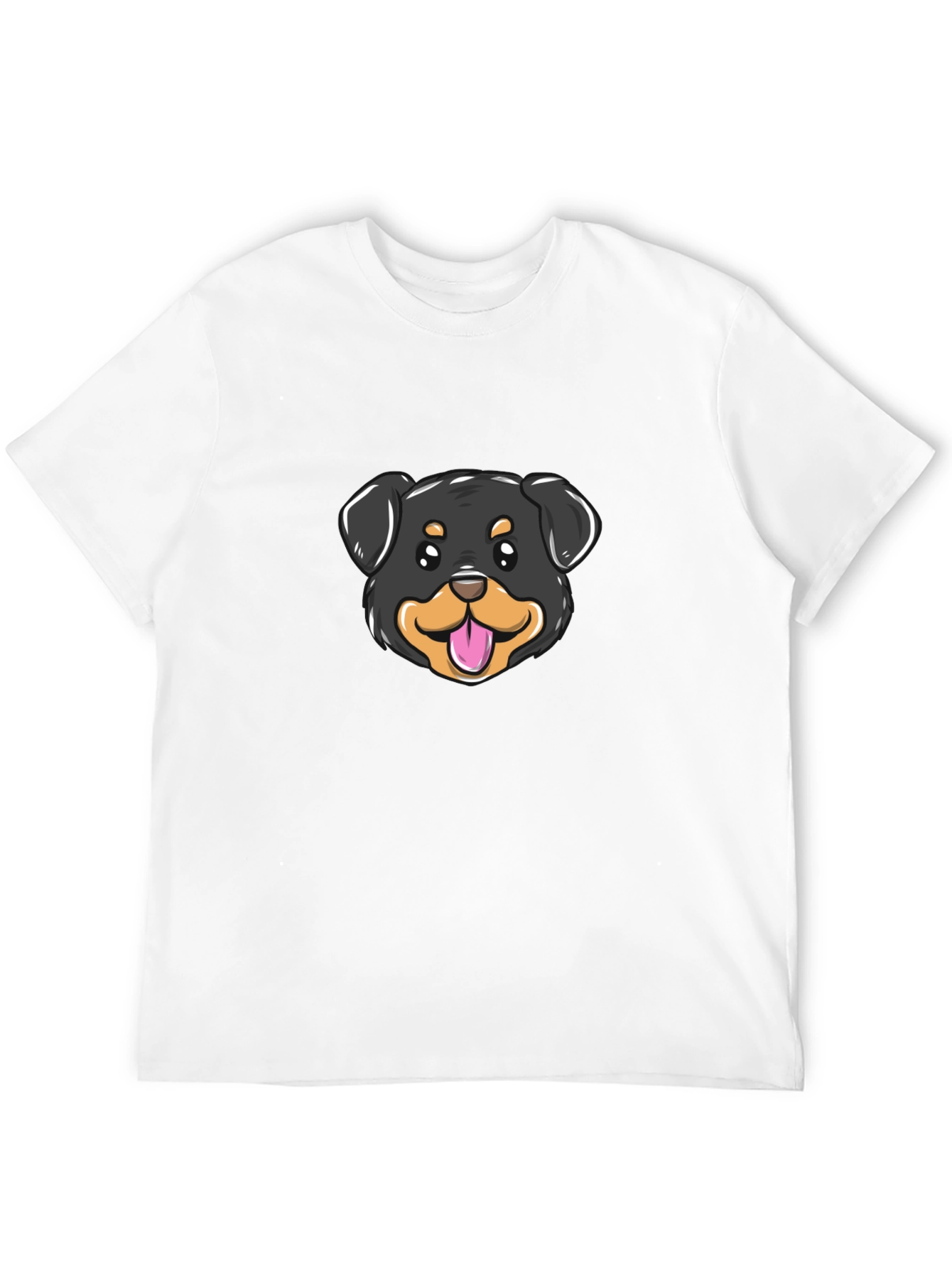 Cute Rottweiler Dog Graphic Tee - Black Cotton Blend
