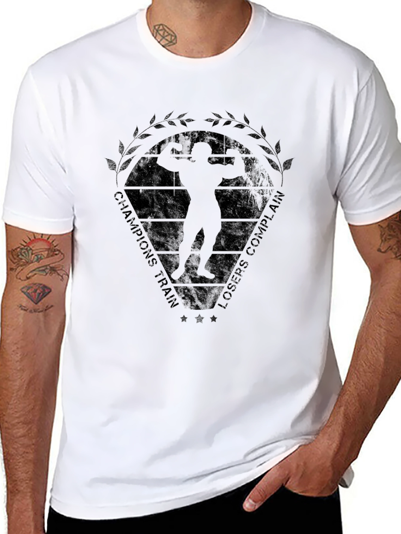 Champions Train Bodybuilding Black T-Shirt