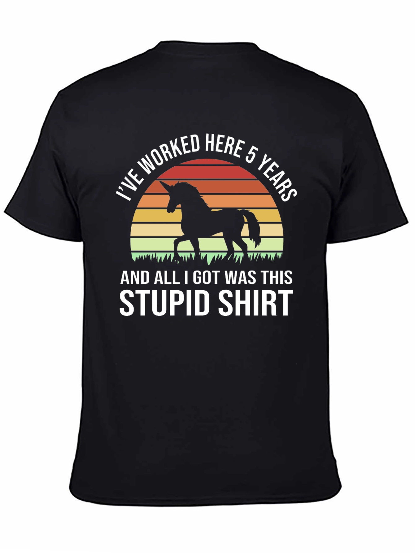 Funny Unicorn 5 Year Work Anniversary T-Shirt