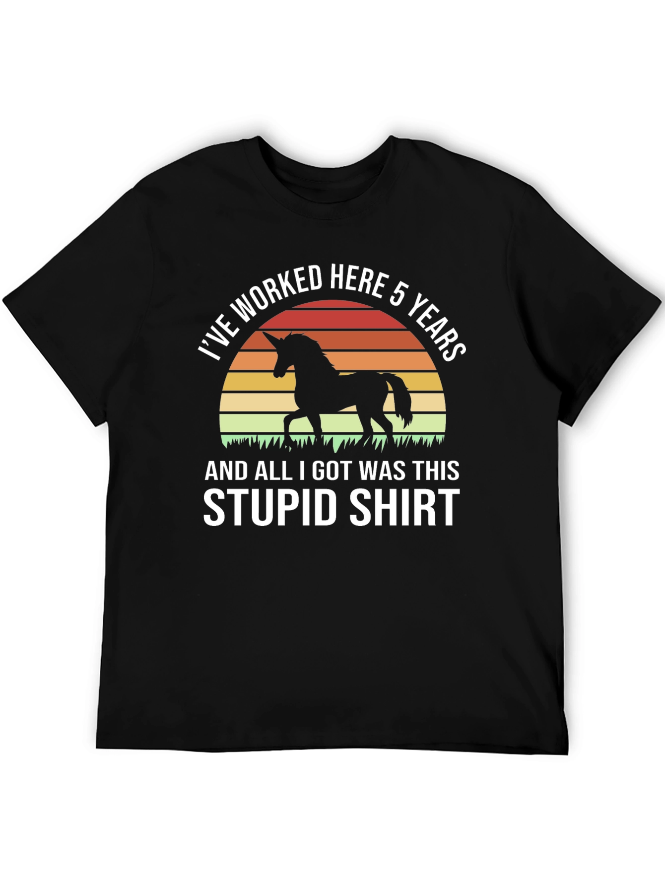 Funny Unicorn 5 Year Work Anniversary T-Shirt