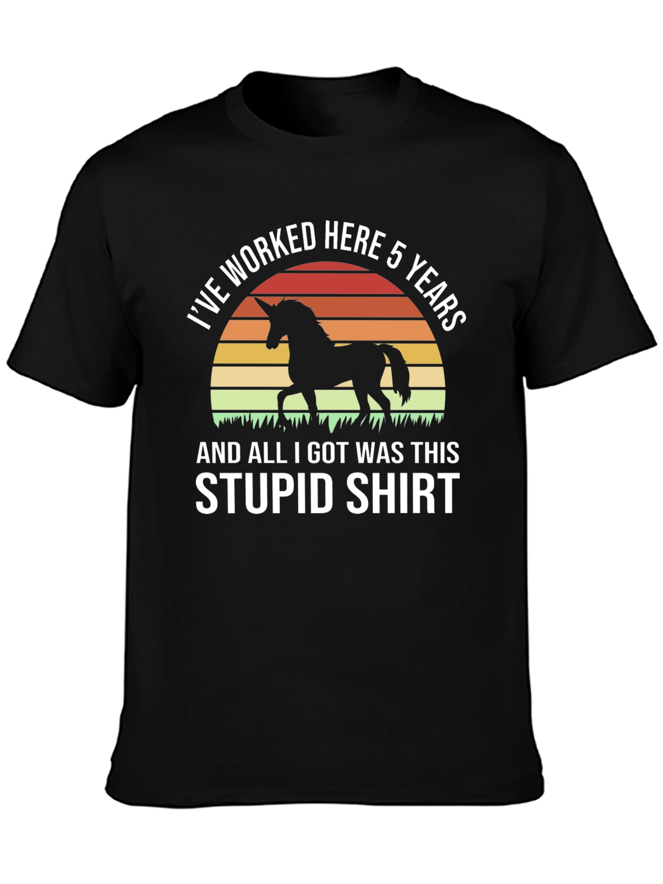 Funny Unicorn 5 Year Work Anniversary T-Shirt