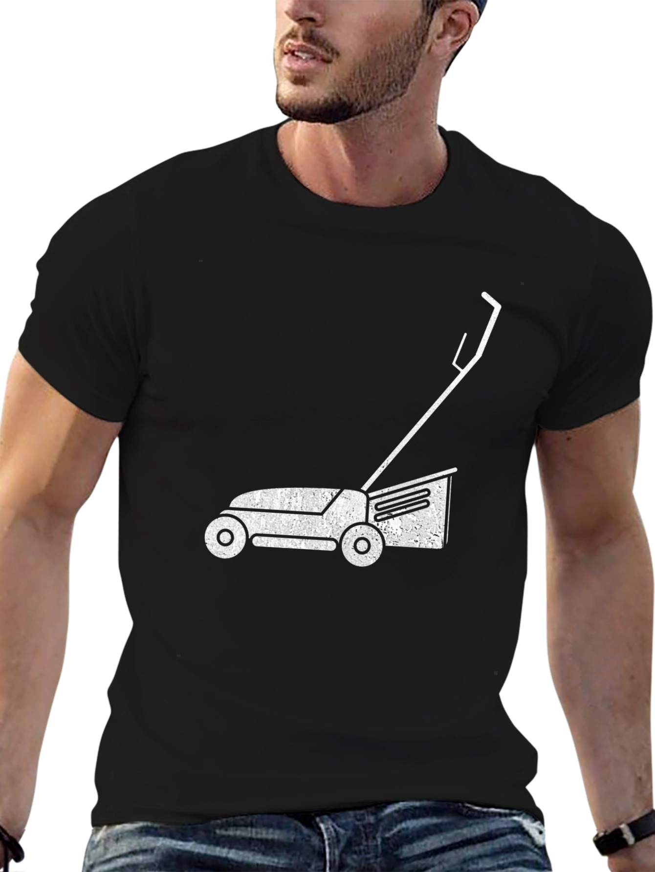 Lawn Mower Graphic Tee - Black Cotton T-Shirt
