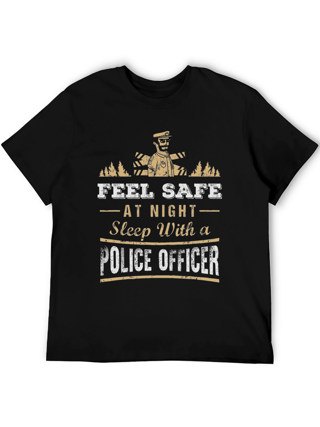 Feel Safe Police Officer Graphic Tee - Black