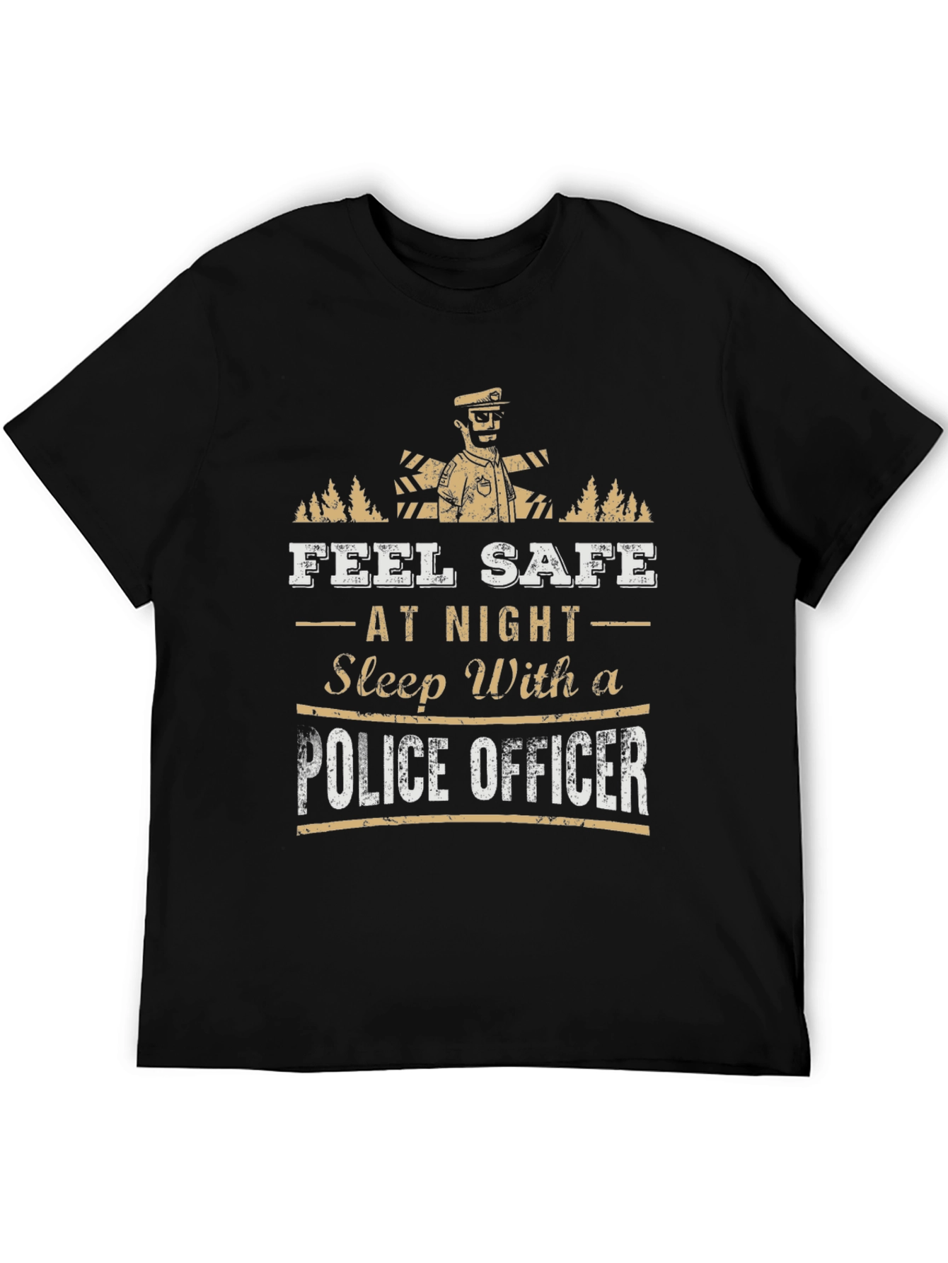 Feel Safe Police Officer Graphic Tee - Black