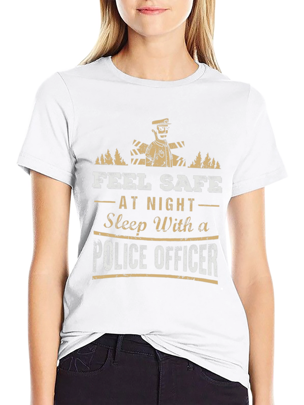 Feel Safe Police Officer Graphic Tee - Black