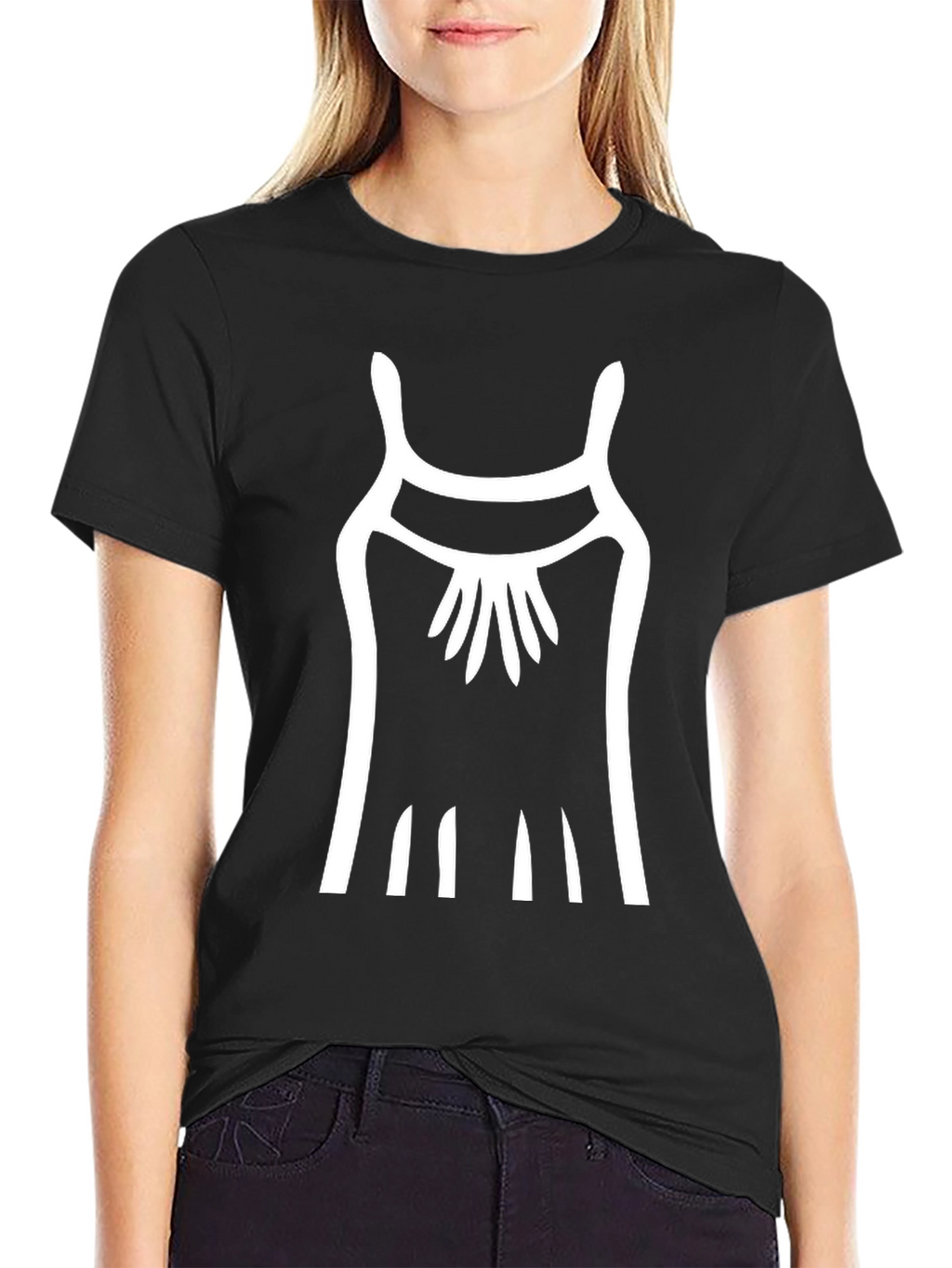 Abstract Dress Graphic Tee - Black Cotton Shirt