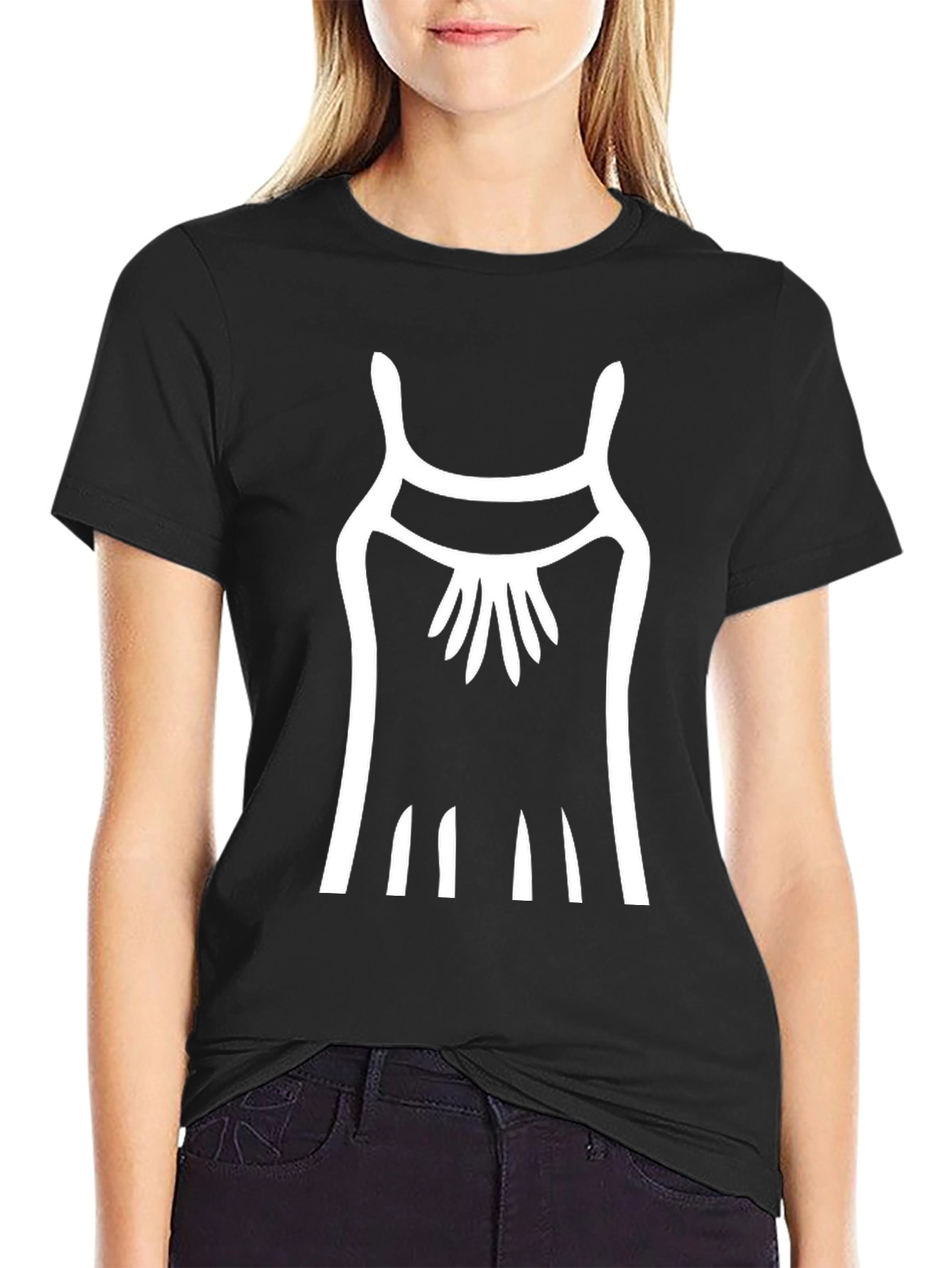 Abstract Dress Graphic Tee - Black Cotton Shirt