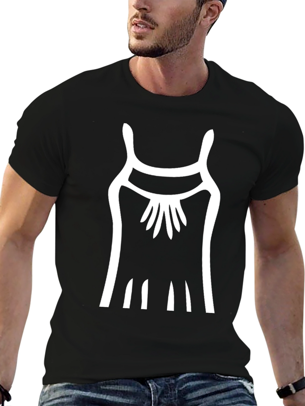 Abstract Dress Graphic Tee - Black Cotton Shirt