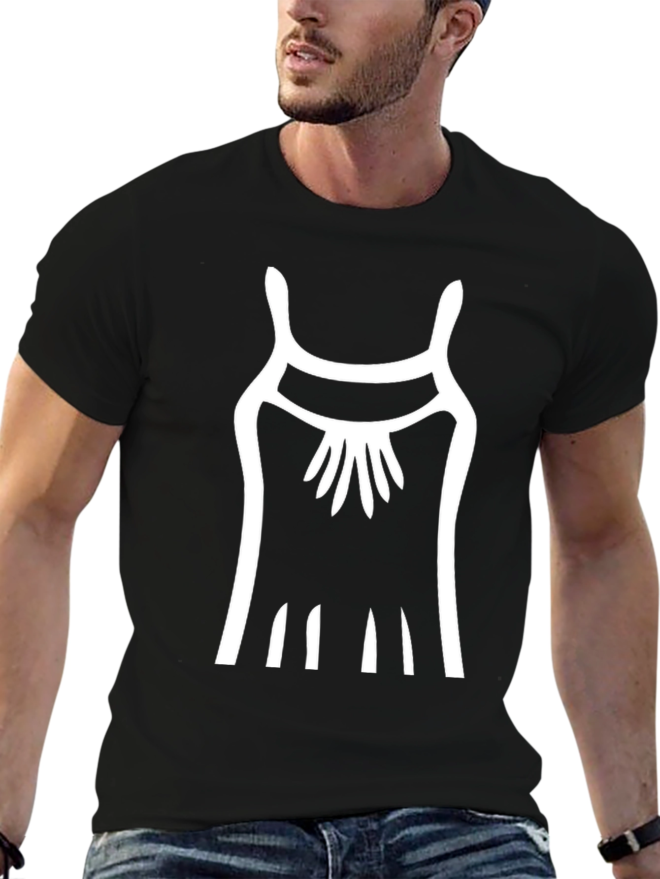 Abstract Dress Graphic Tee - Black Cotton Shirt