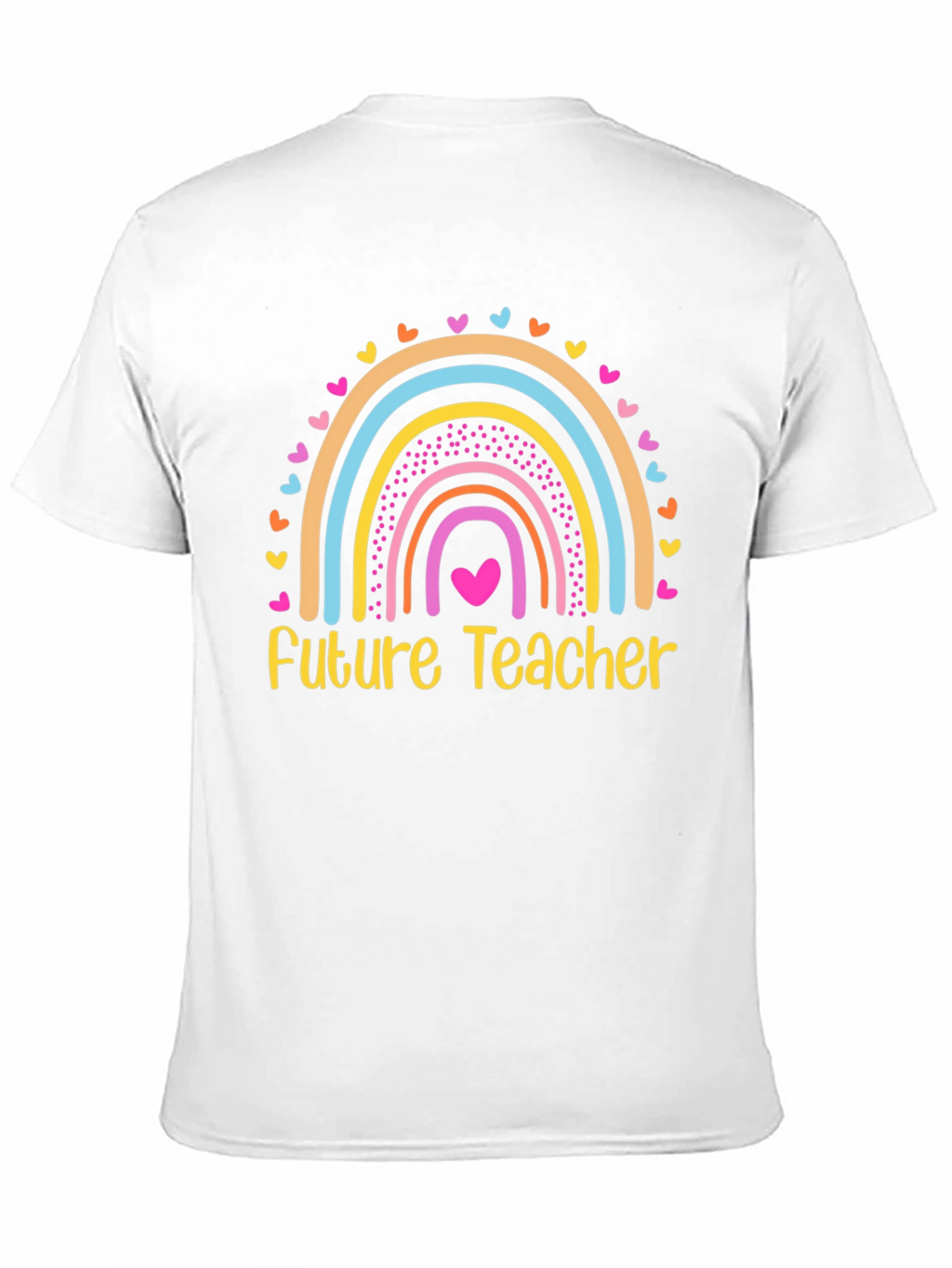 Future Teacher Rainbow Heart T-Shirt - Black Cotton Tee