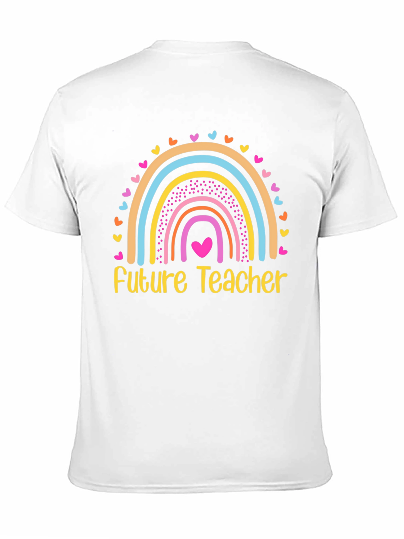 Future Teacher Rainbow Heart T-Shirt - Black Cotton Tee