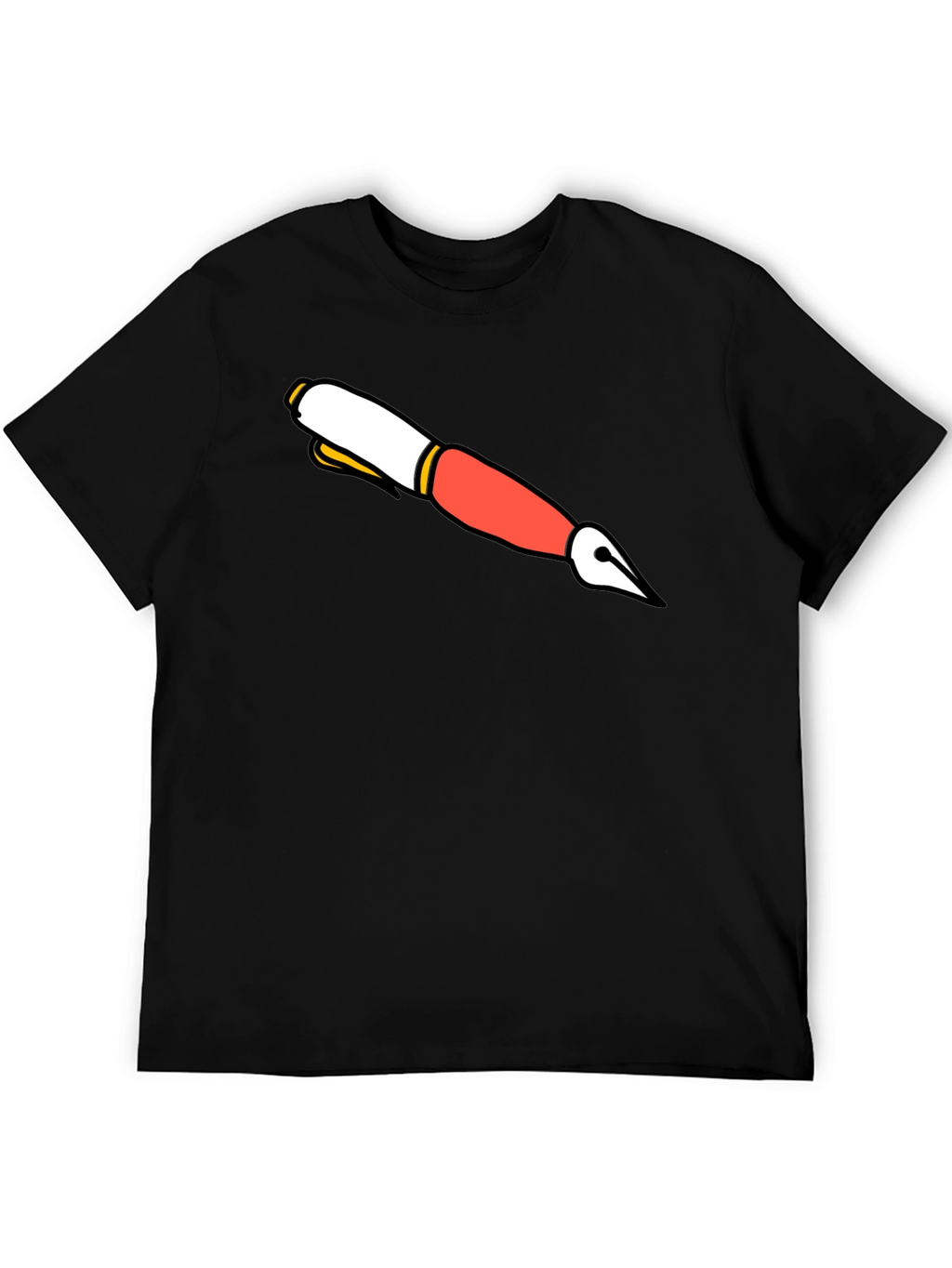 Cartoon Pen Graphic Black T-Shirt