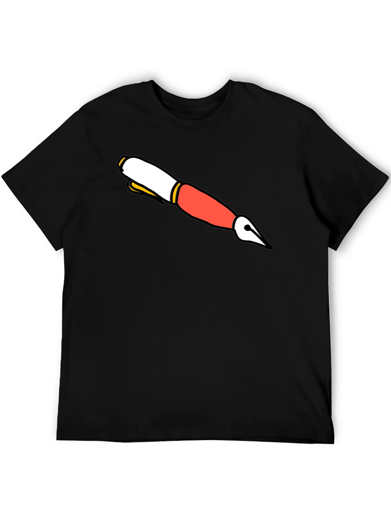 Cartoon Pen Graphic Black T-Shirt