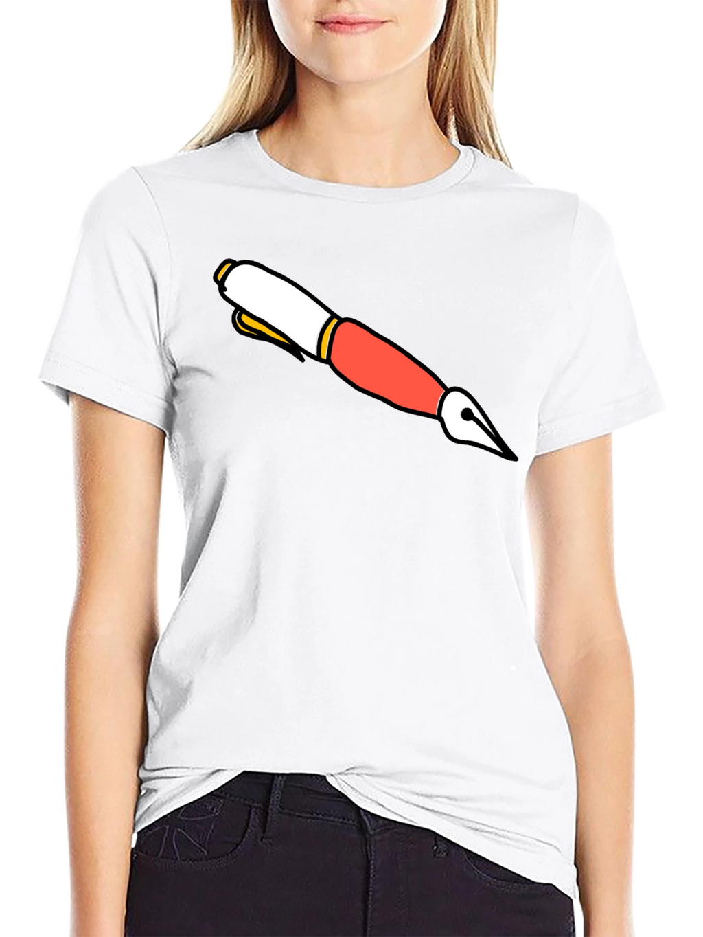 Cartoon Pen Graphic Black T-Shirt