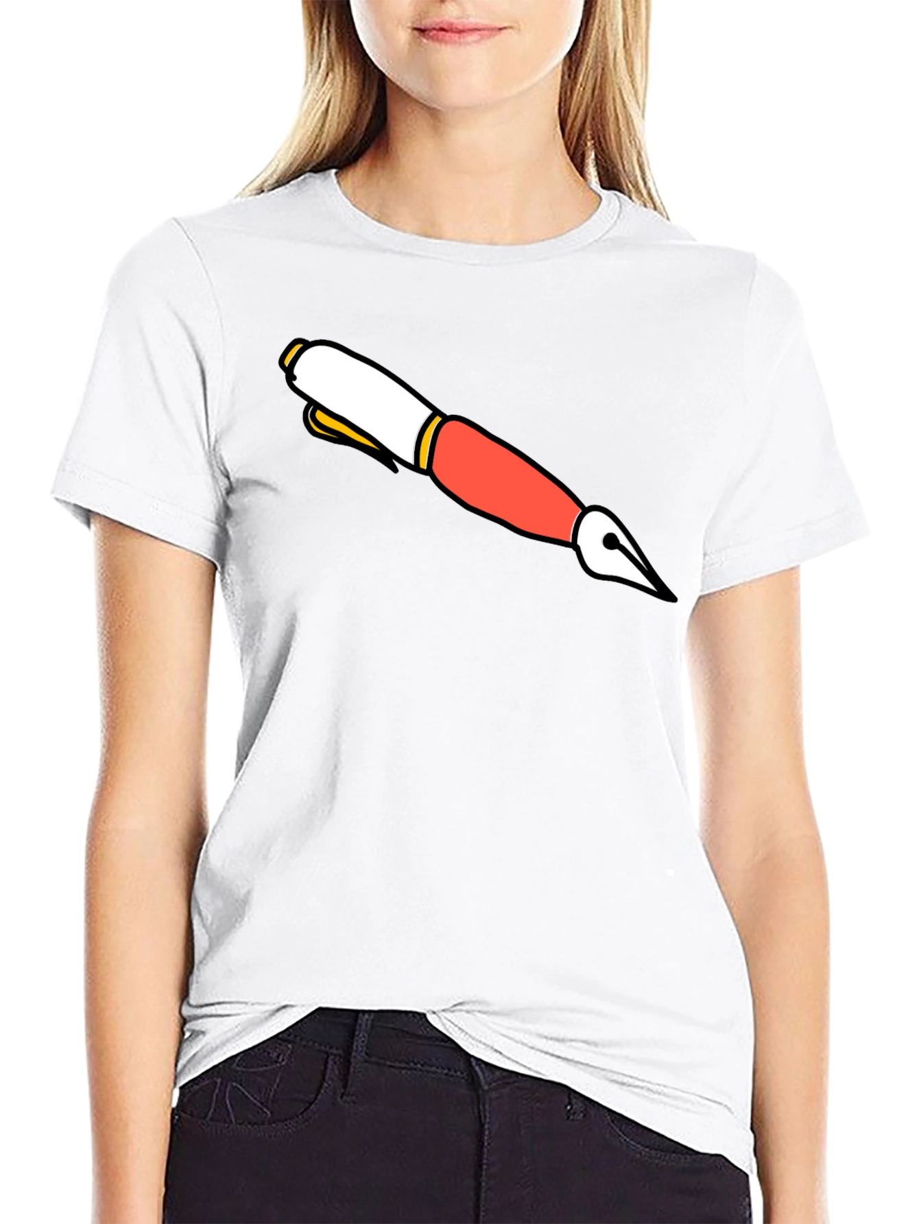 Cartoon Pen Graphic Black T-Shirt