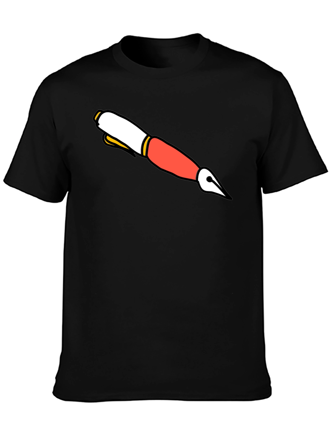 Cartoon Pen Graphic Black T-Shirt