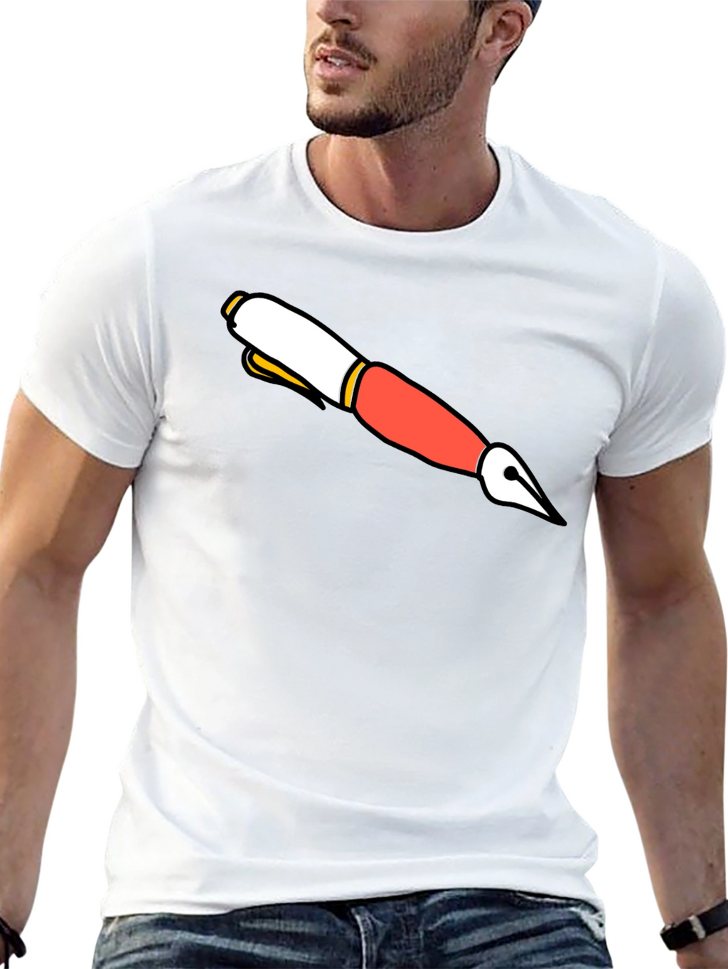 Cartoon Pen Graphic Black T-Shirt