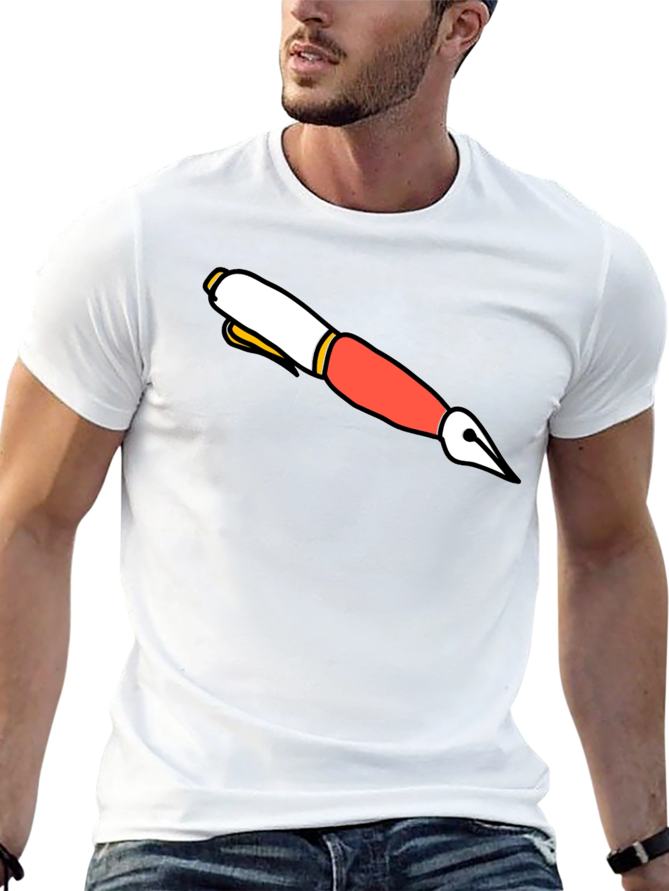 Cartoon Pen Graphic Black T-Shirt