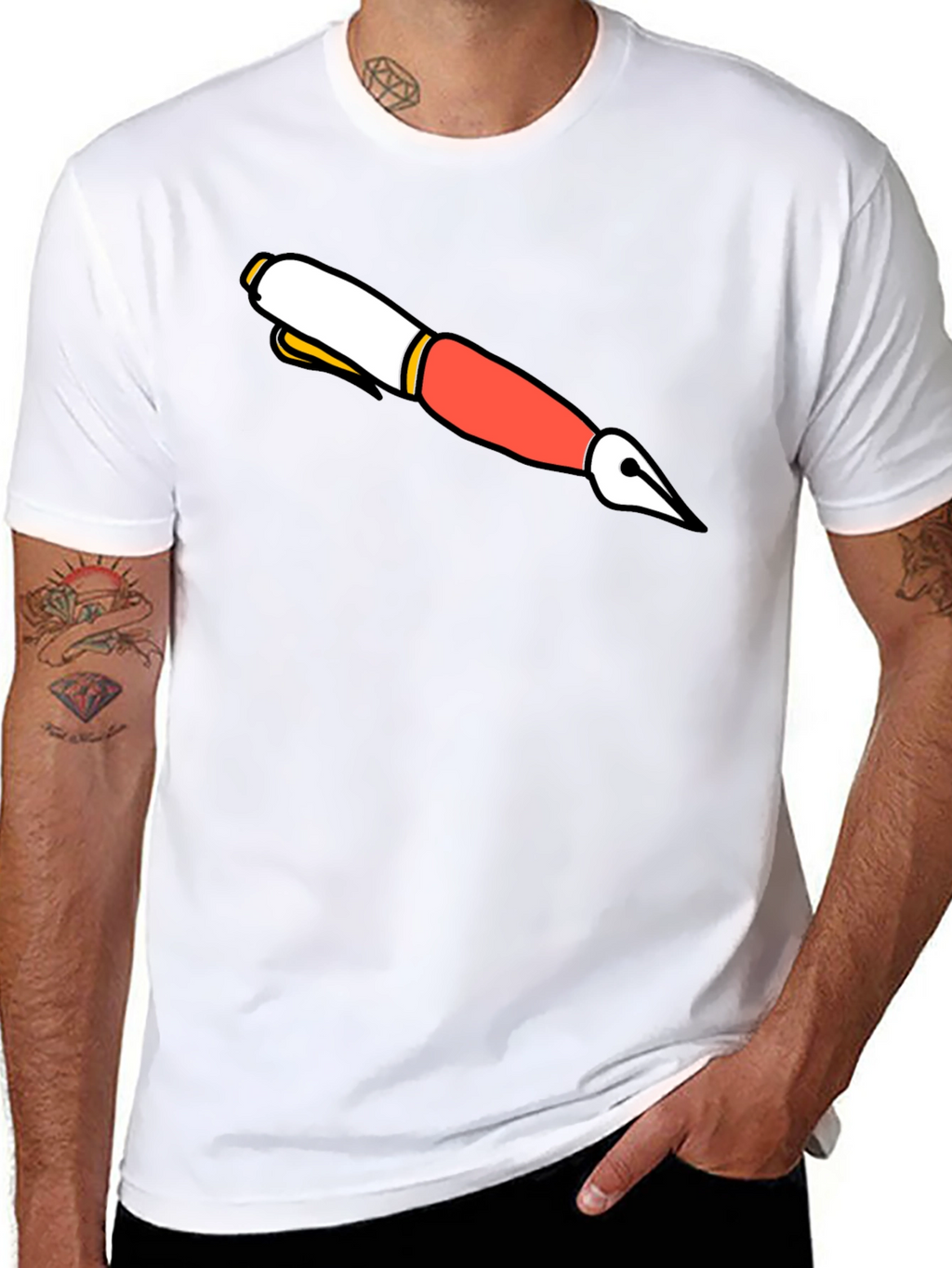 Cartoon Pen Graphic Black T-Shirt
