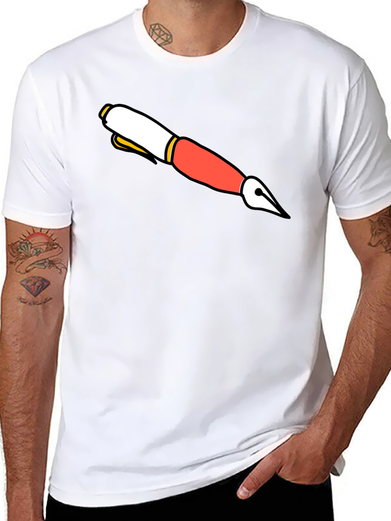 Cartoon Pen Graphic Black T-Shirt