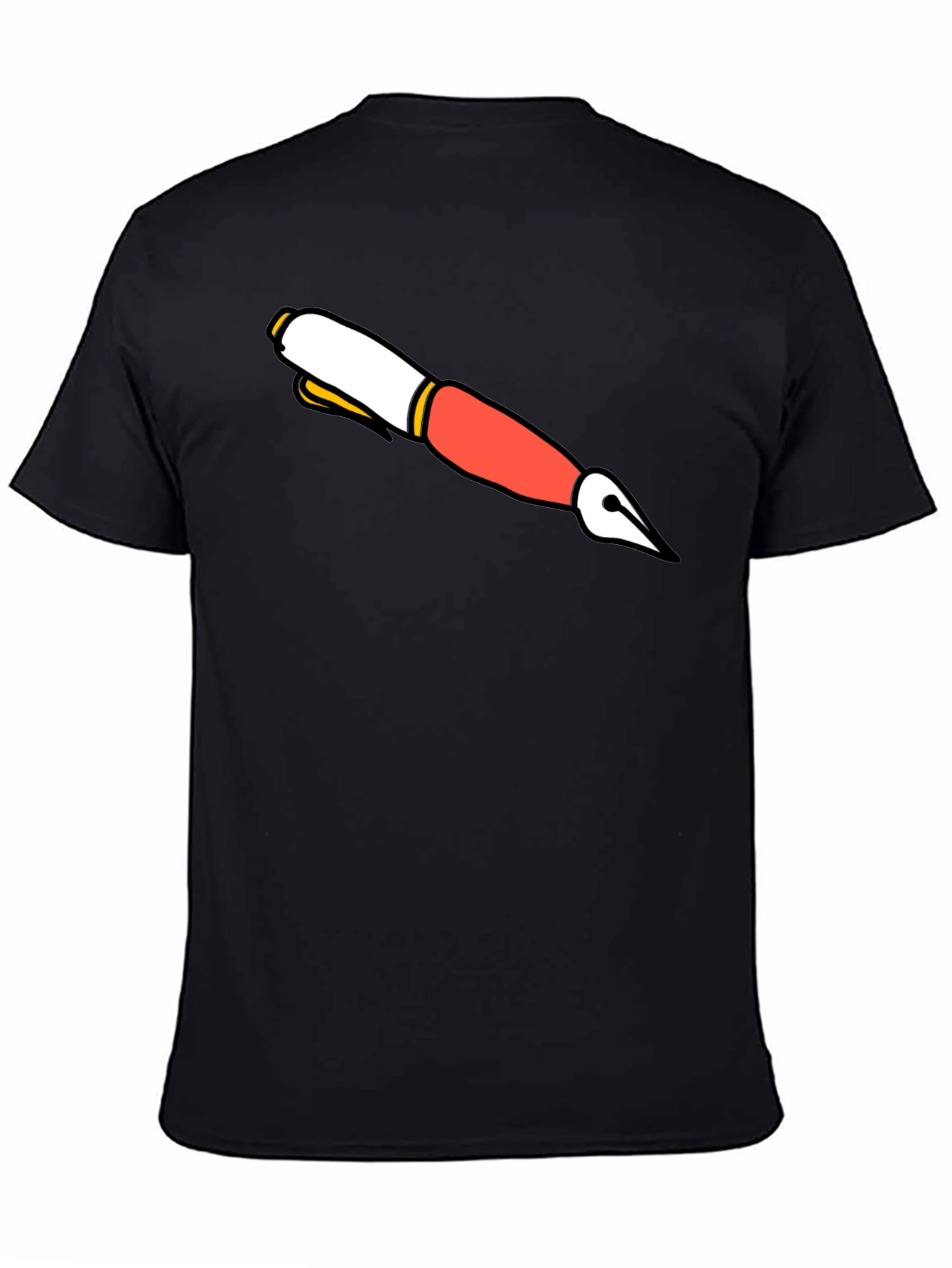Cartoon Pen Graphic Black T-Shirt