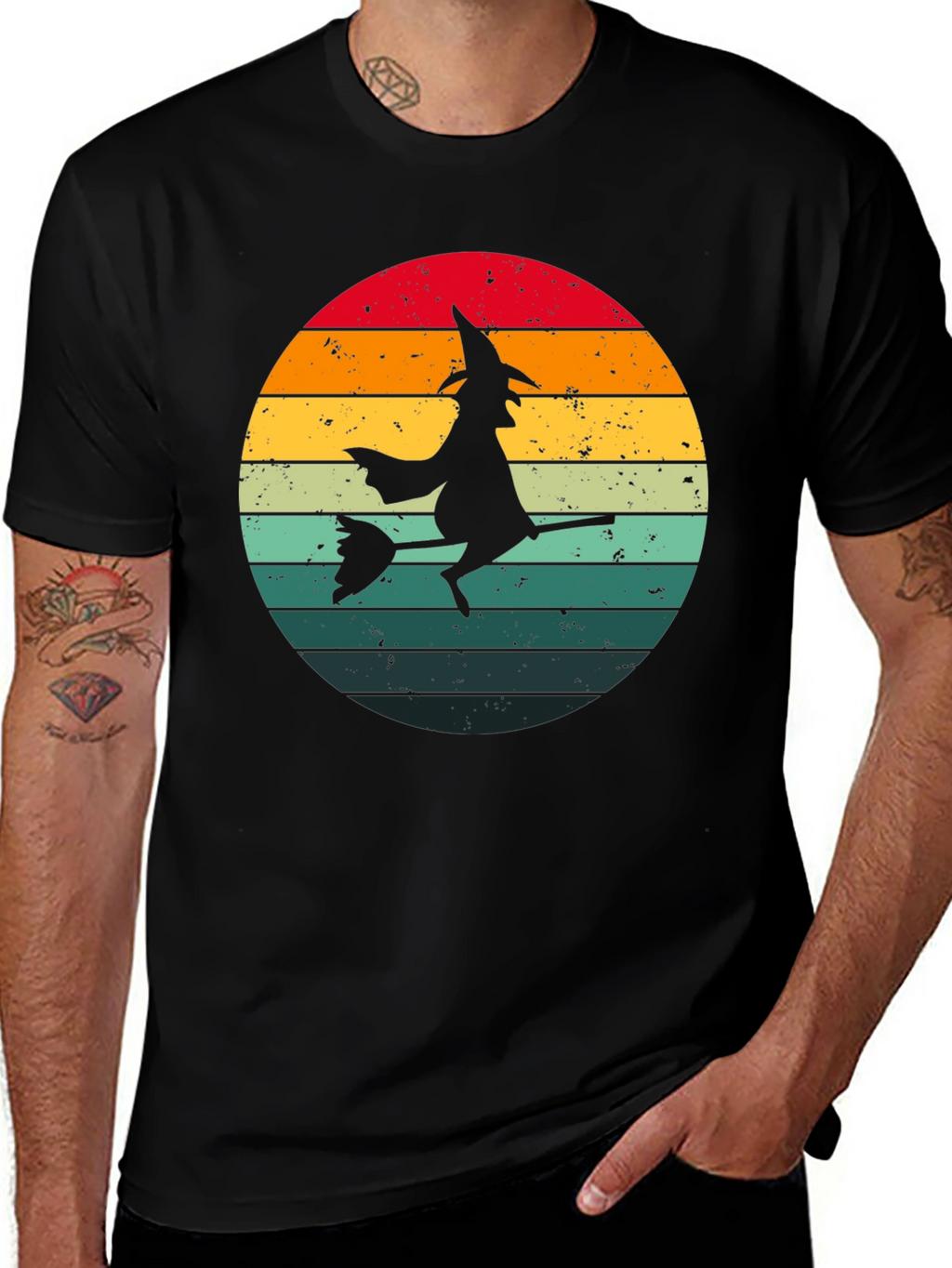 Witch Silhouette Retro Sunset T-Shirt
