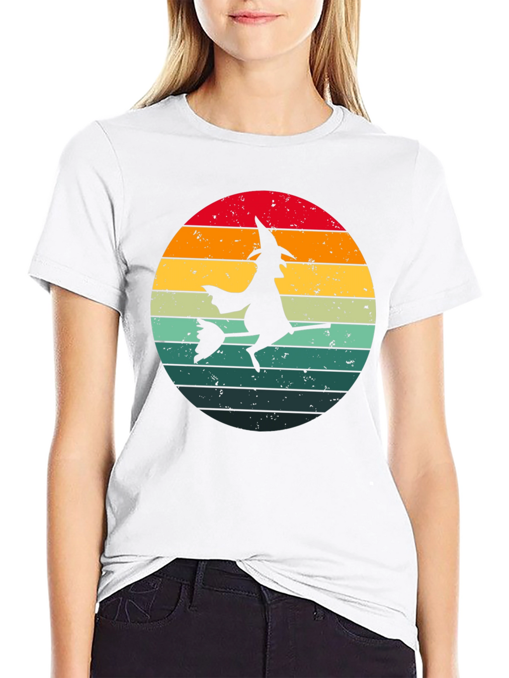Witch Silhouette Retro Sunset T-Shirt