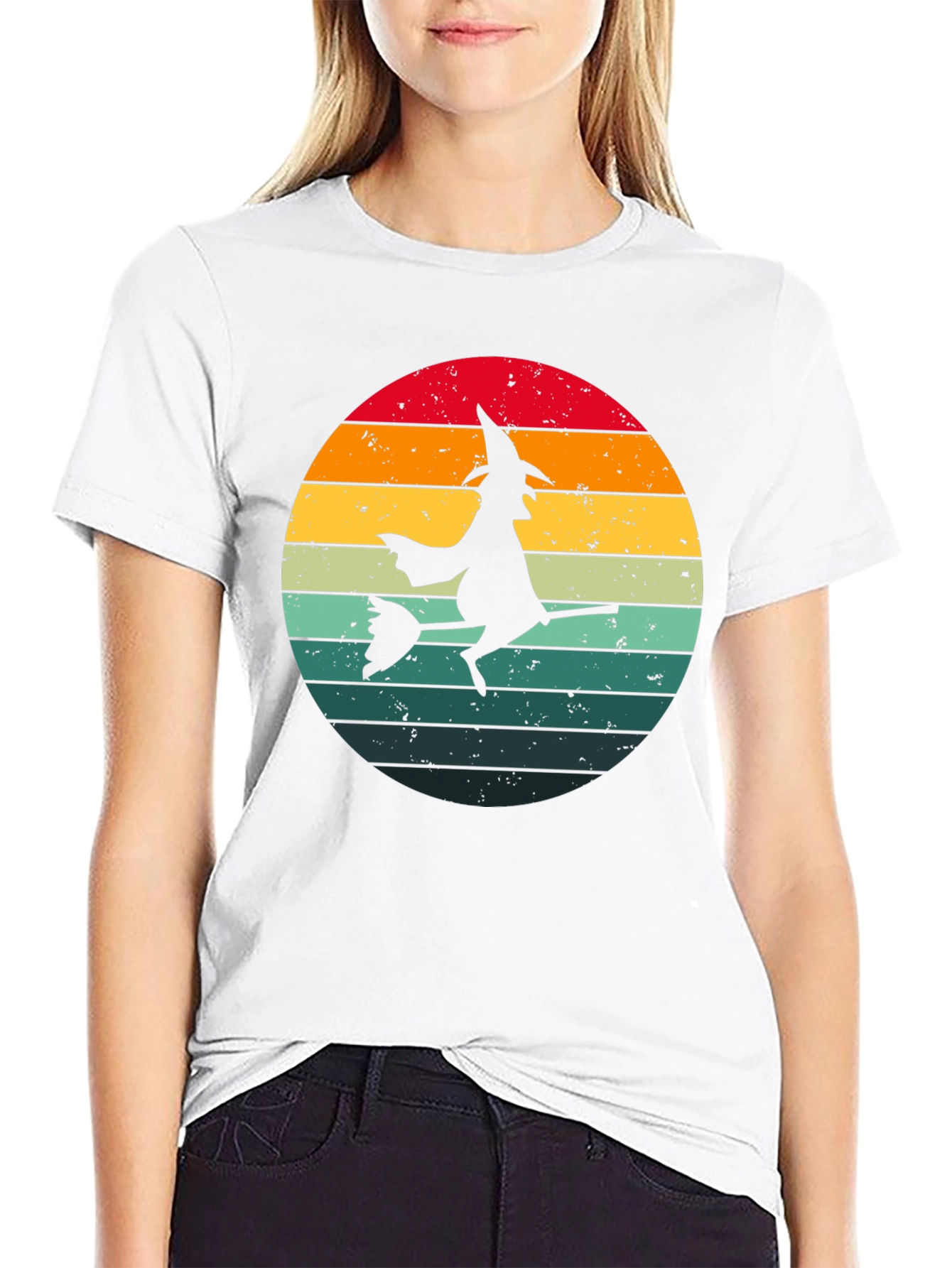 Witch Silhouette Retro Sunset T-Shirt