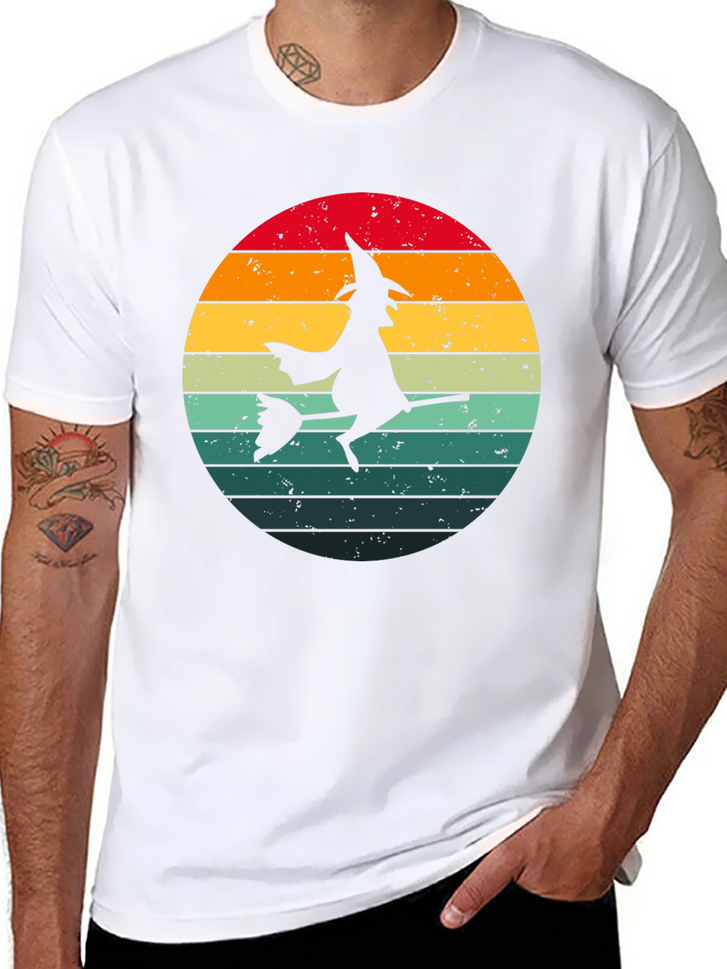 Witch Silhouette Retro Sunset T-Shirt