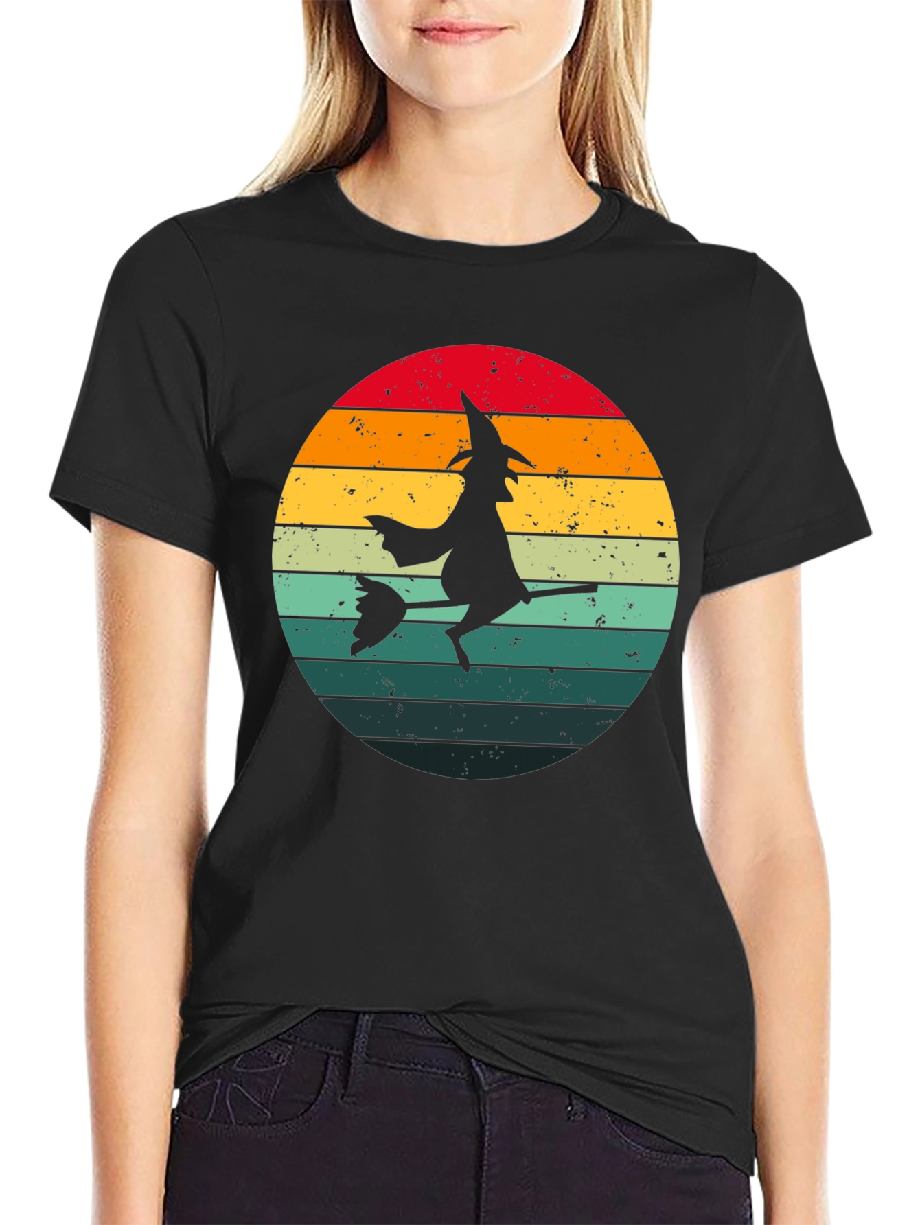 Witch Silhouette Retro Sunset T-Shirt