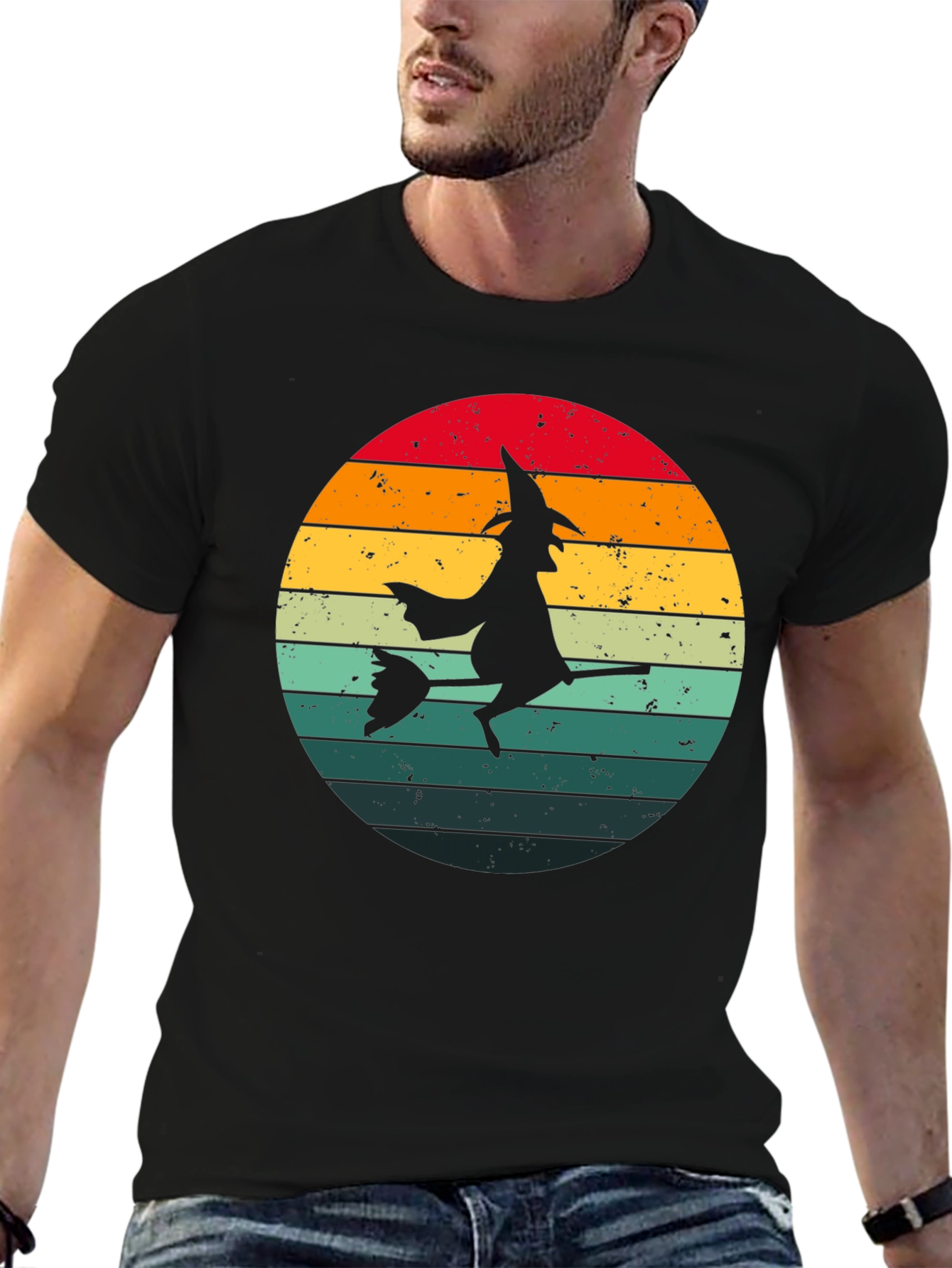 Witch Silhouette Retro Sunset T-Shirt