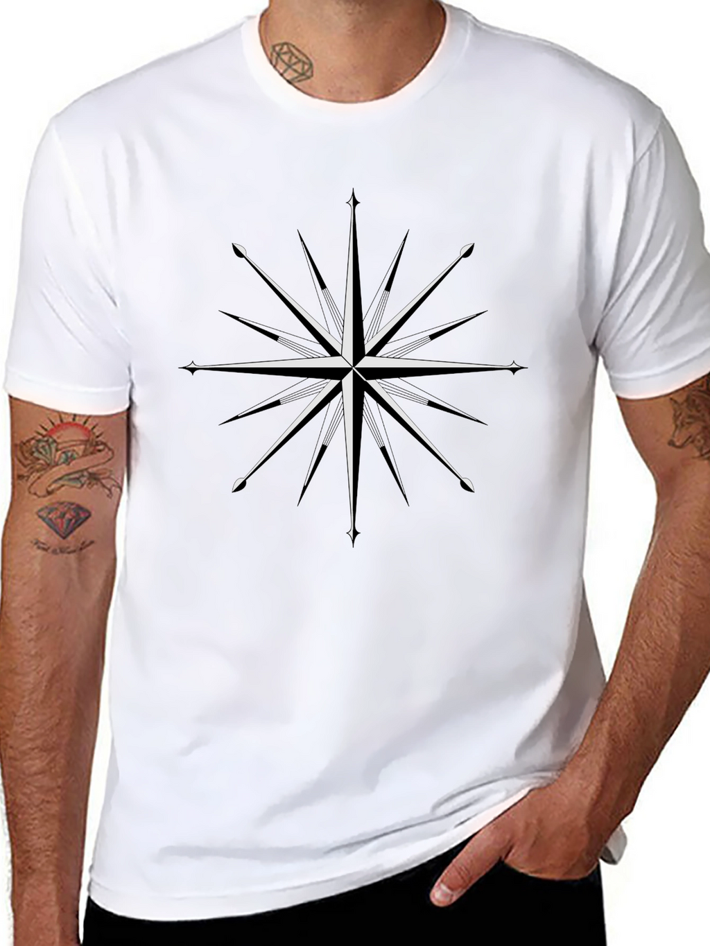 Compass Star Graphic T-Shirt - Black