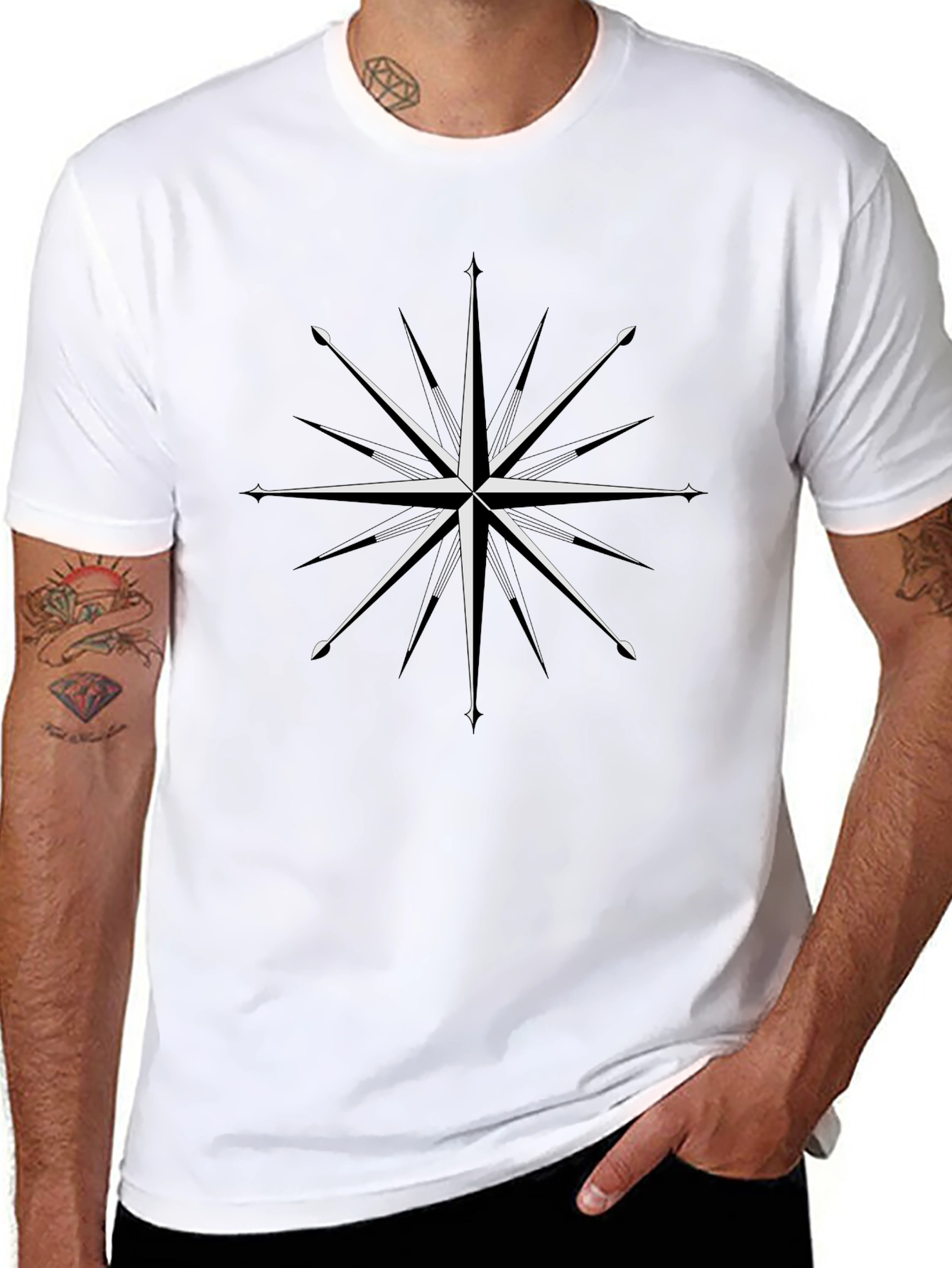 Compass Star Graphic T-Shirt - Black