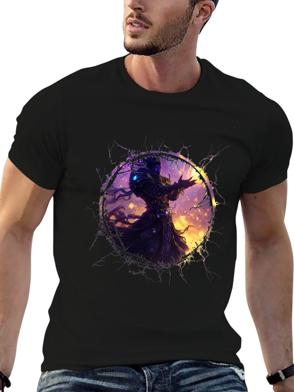Mystic Mage Graphic Tee - Black Cotton Comfort