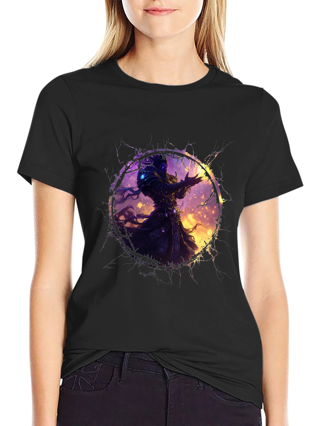 Mystic Mage Graphic Tee - Black Cotton Comfort