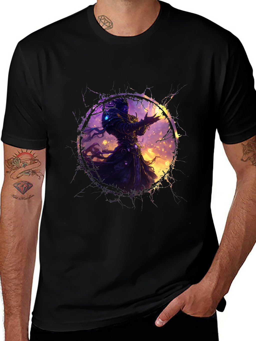 Mystic Mage Graphic Tee - Black Cotton Comfort