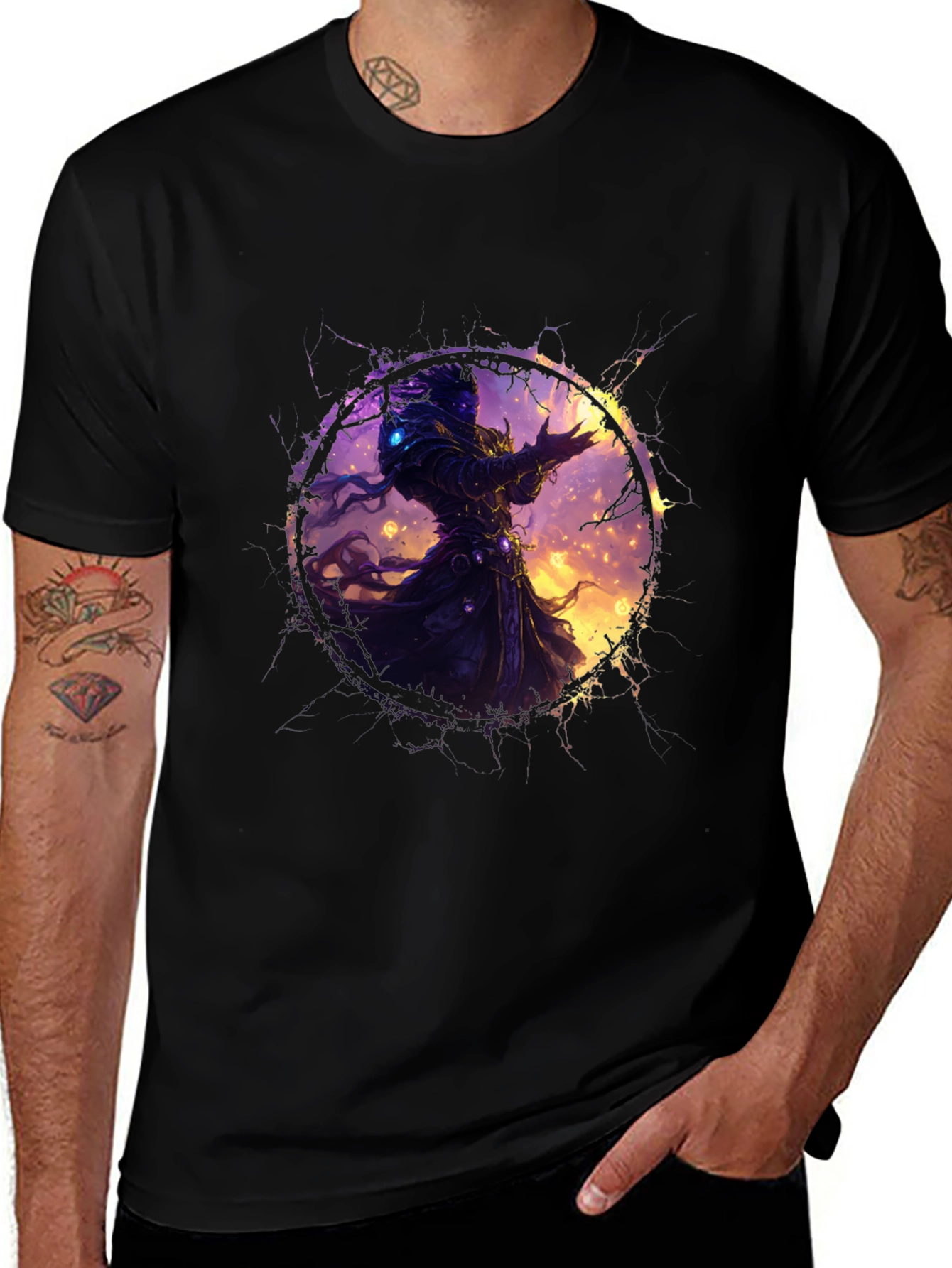 Mystic Mage Graphic Tee - Black Cotton Comfort
