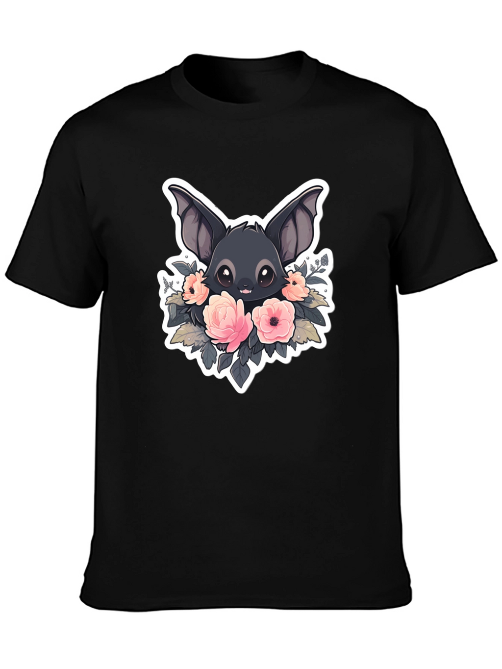 Cute Bat with Flowers Graphic T-Shirt