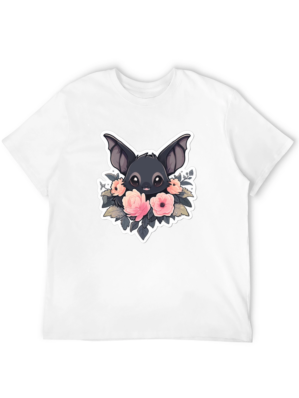 Cute Bat with Flowers Graphic T-Shirt