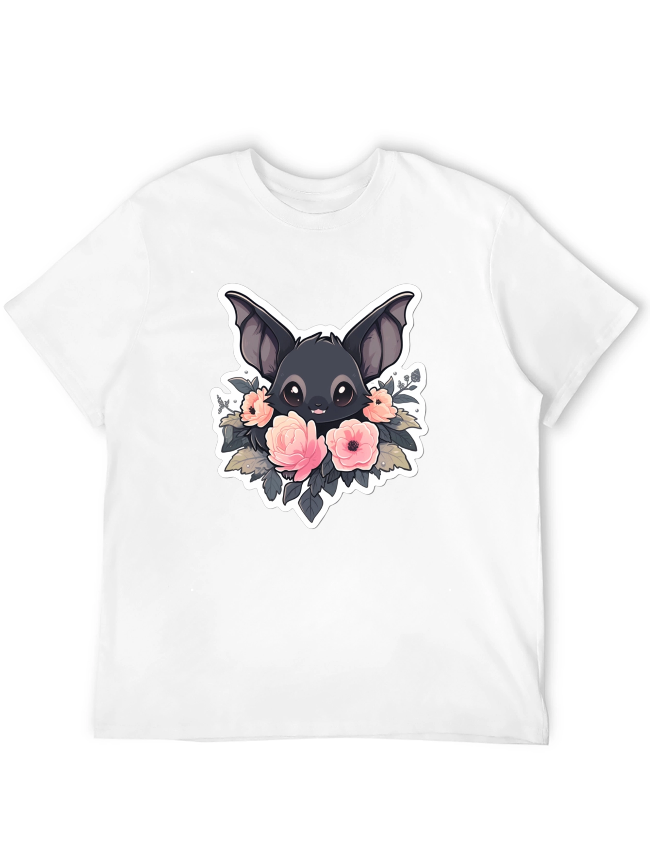 Cute Bat with Flowers Graphic T-Shirt